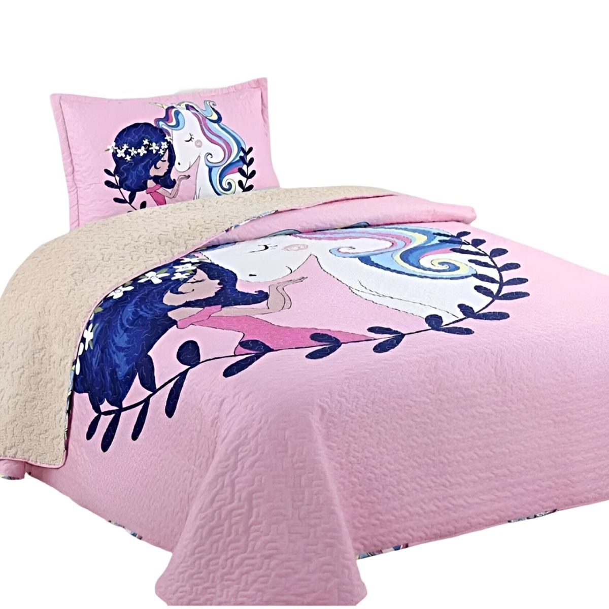 GENERICO - CUBRECAMA QUILT CON SHERPA PLAZA Y MEDIA H9