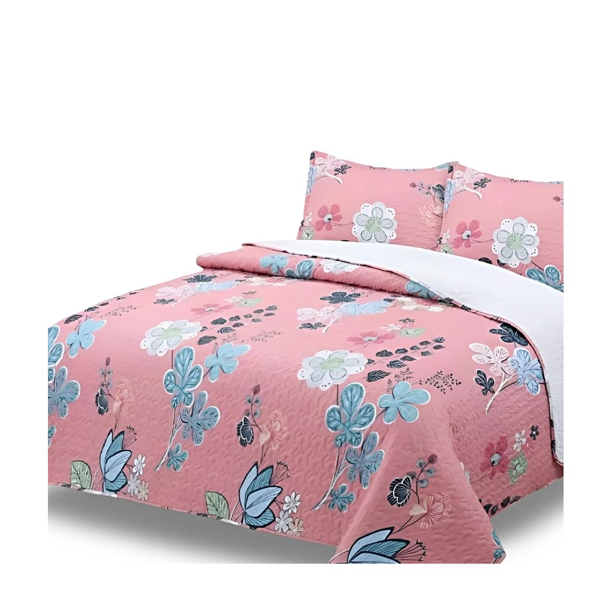 GENERICO - CUBRECAMA QUILT CON SHERPA PLAZA Y MEDIA H15
