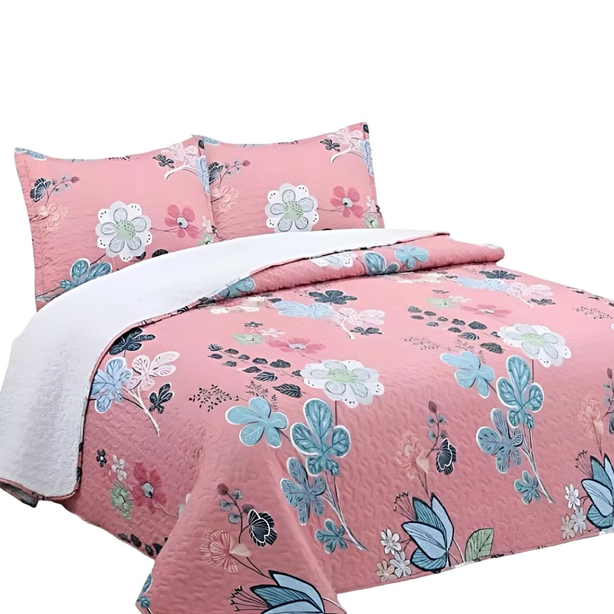 GENERICO - CUBRECAMA QUILT CON SHERPA PLAZA Y MEDIA H15