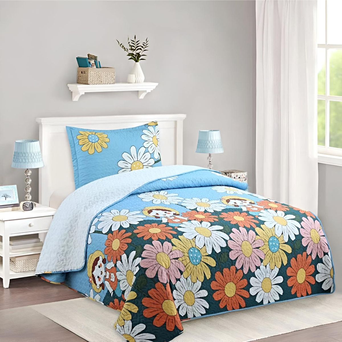 GENERICO - CUBRECAMA QUILT CON SHERPA PLAZA Y MEDIA H20