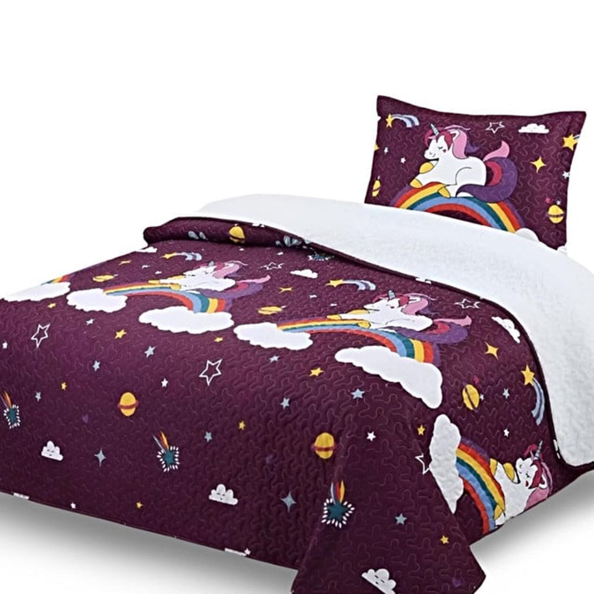 GENERICO - CUBRECAMA QUILT CON SHERPA PLAZA Y MEDIA H21