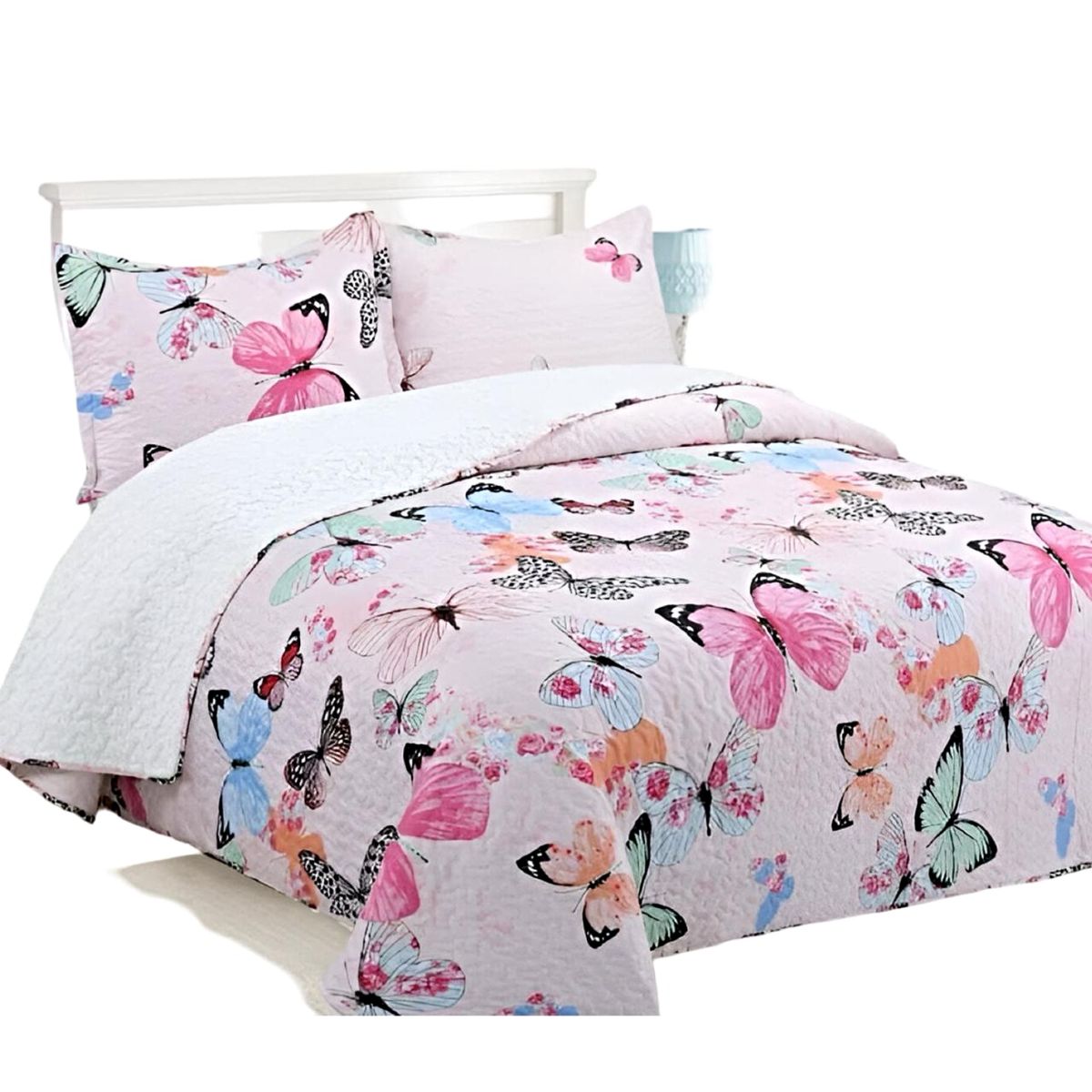 GENERICO - CUBRECAMA QUILT CON SHERPA PLAZA Y MEDIA H28