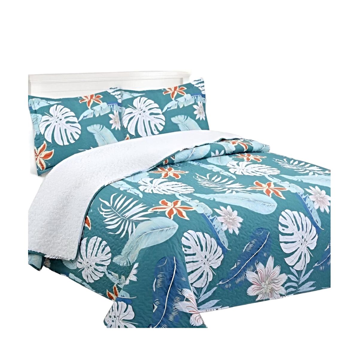 GENERICO - CUBRECAMA QUILT CON SHERPA PLAZA Y MEDIA H29