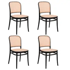 MOBOI - Pack 4 Sillas Para Terraza O Comedor Con Rattan Lombardía