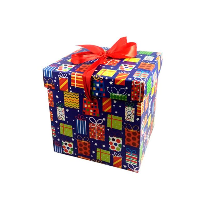 GENERICO - CAJA PLEGABLE REGALO AZUL CHICA 10X10X10 CM X12 UNI