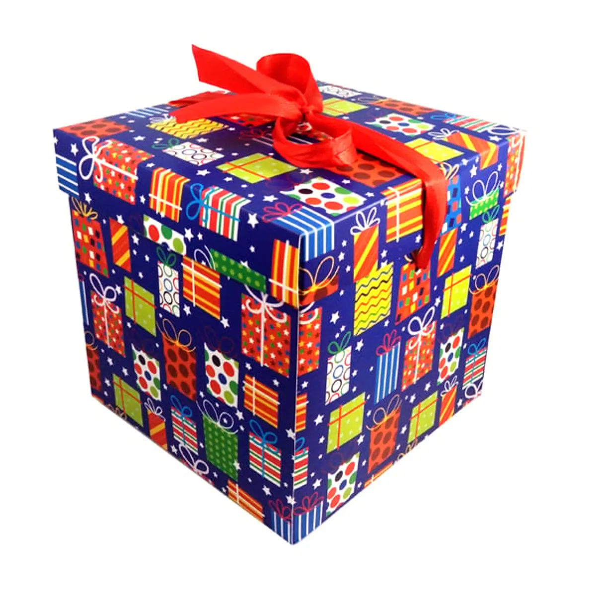 GENERICO - CAJA PLEGABLE REGALO AZUL GRANDE 22X22CM X12 UNI