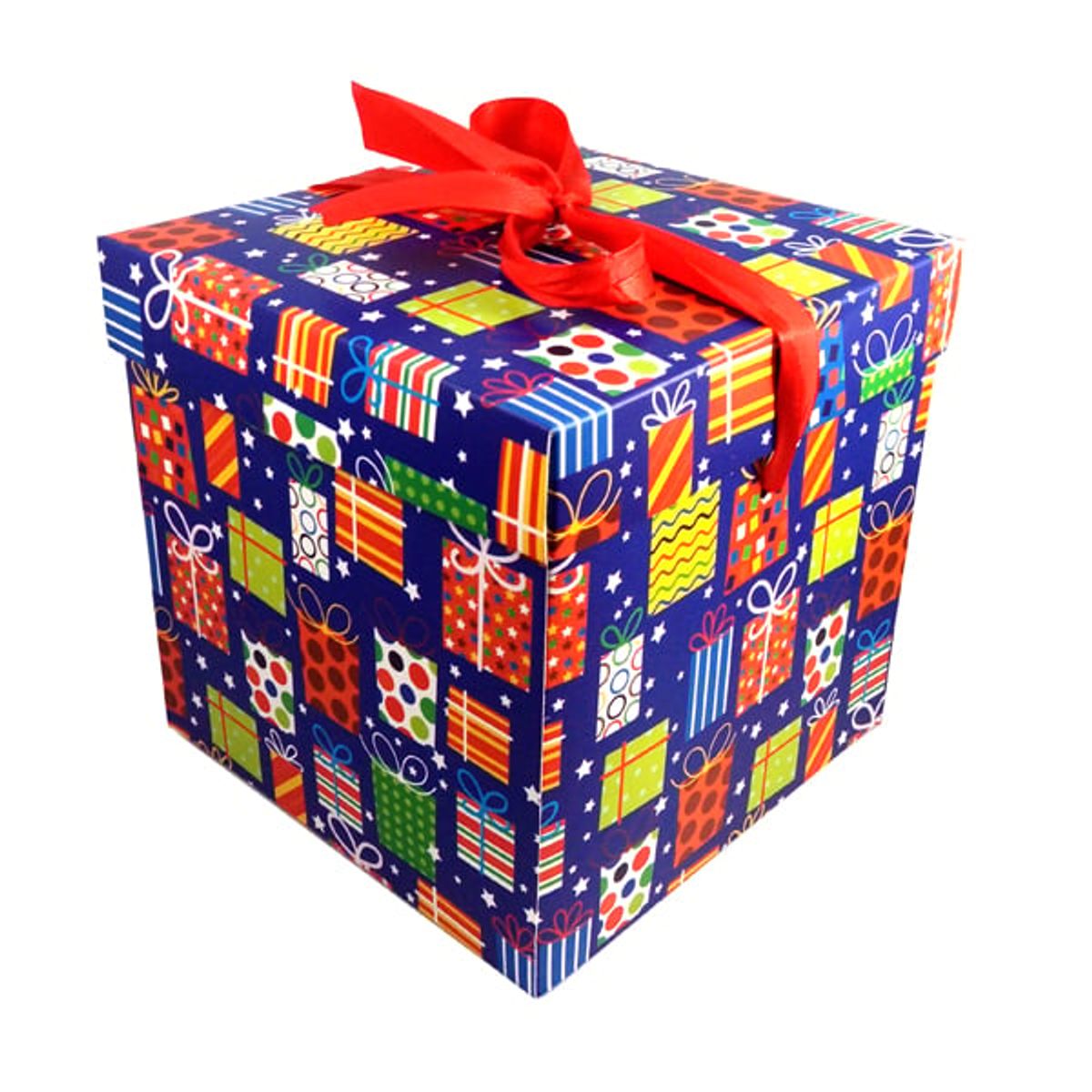 GENERICO - CAJA PLEGABLE REGALO AZUL GRANDE 22X22CM X12 UNI