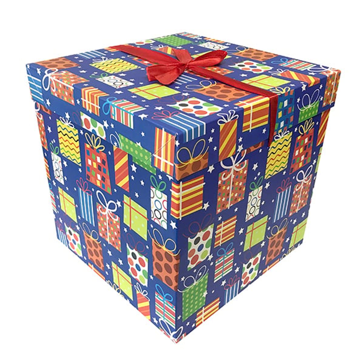 GENERICO - CAJA PLEGABLE REGALO AZUL INTERMEDIO 25X25 CM X12 UNI