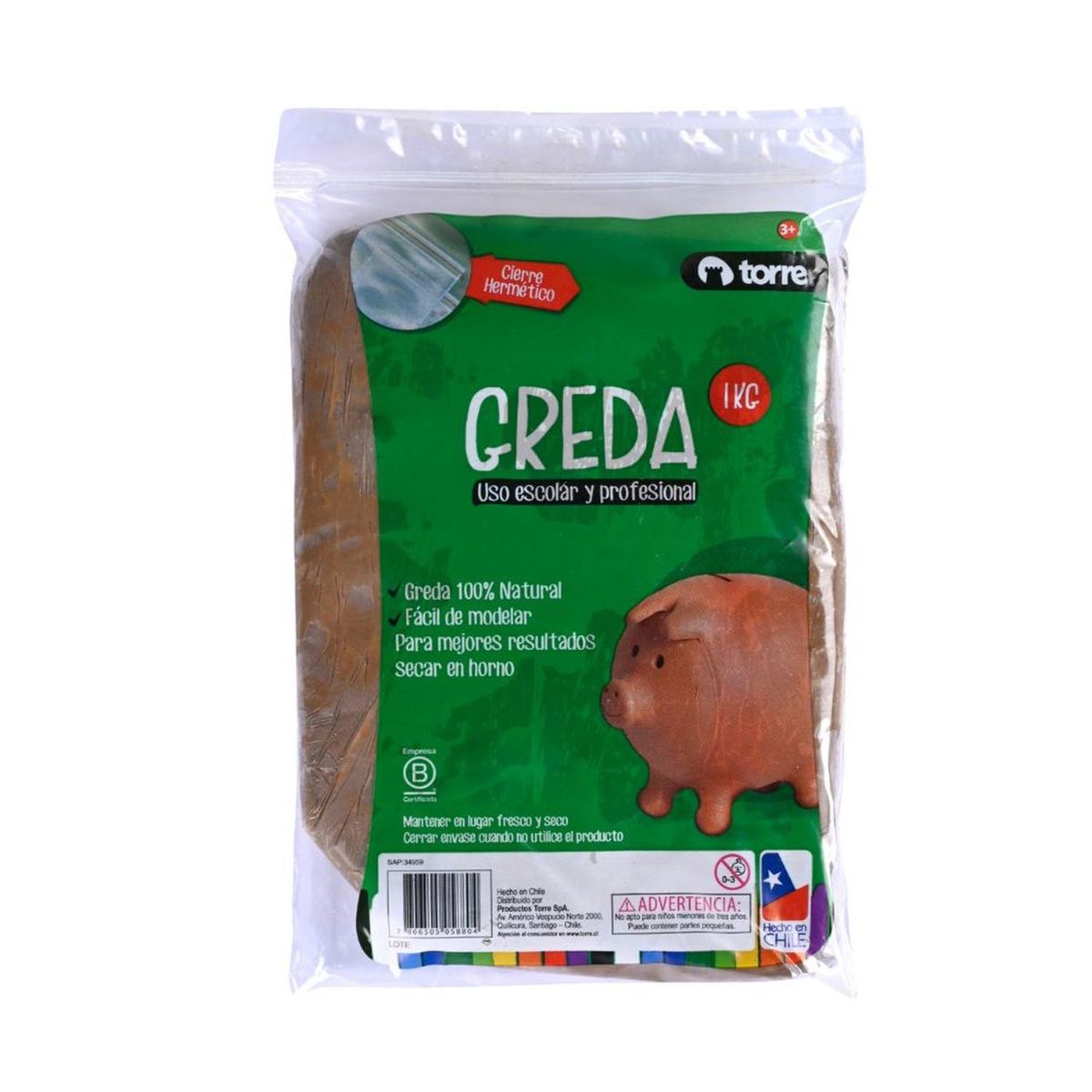 TORRE - Greda 1 Kg. Uso Escolar y Profesional. Torre