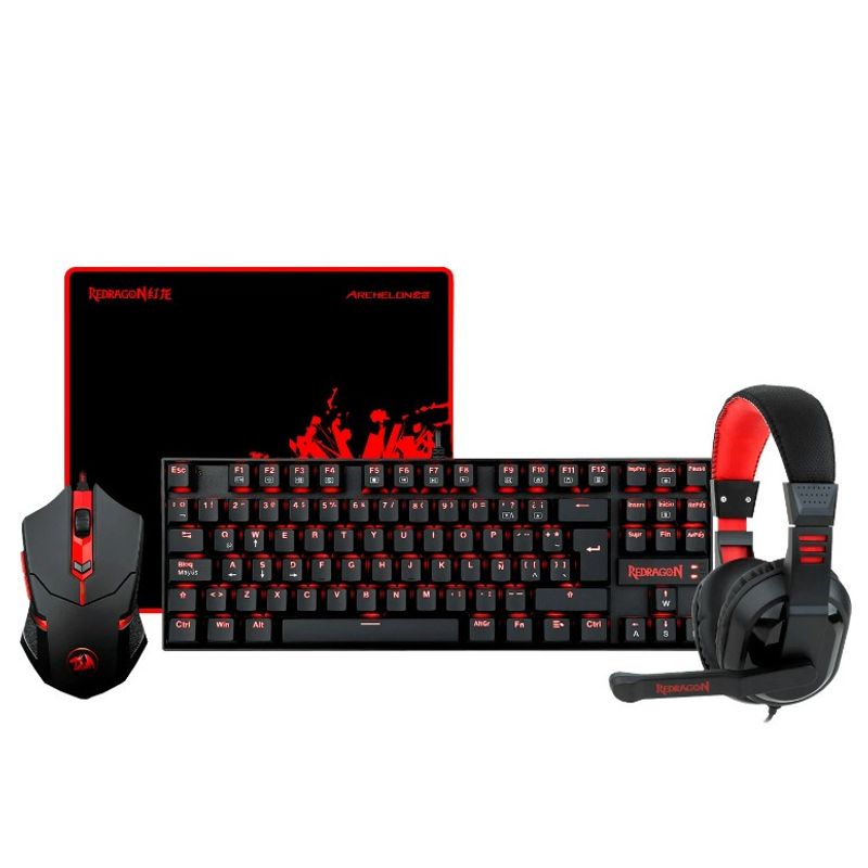 REDRAGON - KIT GAMER TECLADO MOUSE AUDIFONOS MOUSEPAD K552-BB-2-SP 4 IN 1