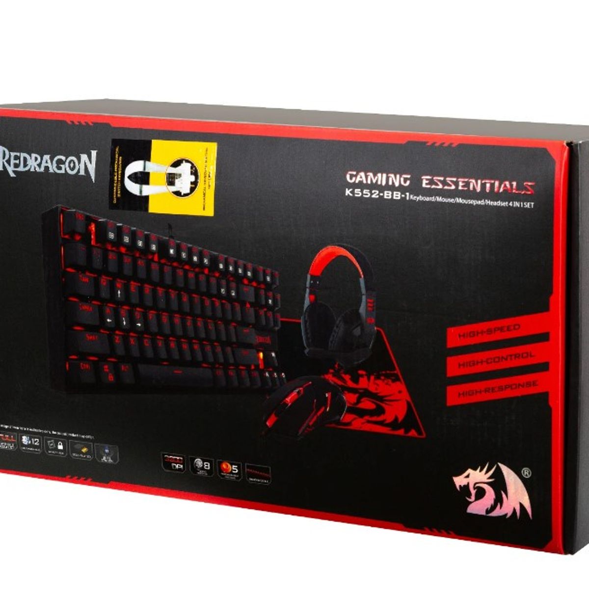 REDRAGON - KIT GAMER TECLADO MOUSE AUDIFONOS MOUSEPAD K552-BB-2-SP 4 IN 1