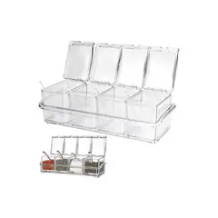 GENERICO - Set 4 Organizadores Transparente Para Especias Cucharas Tapa