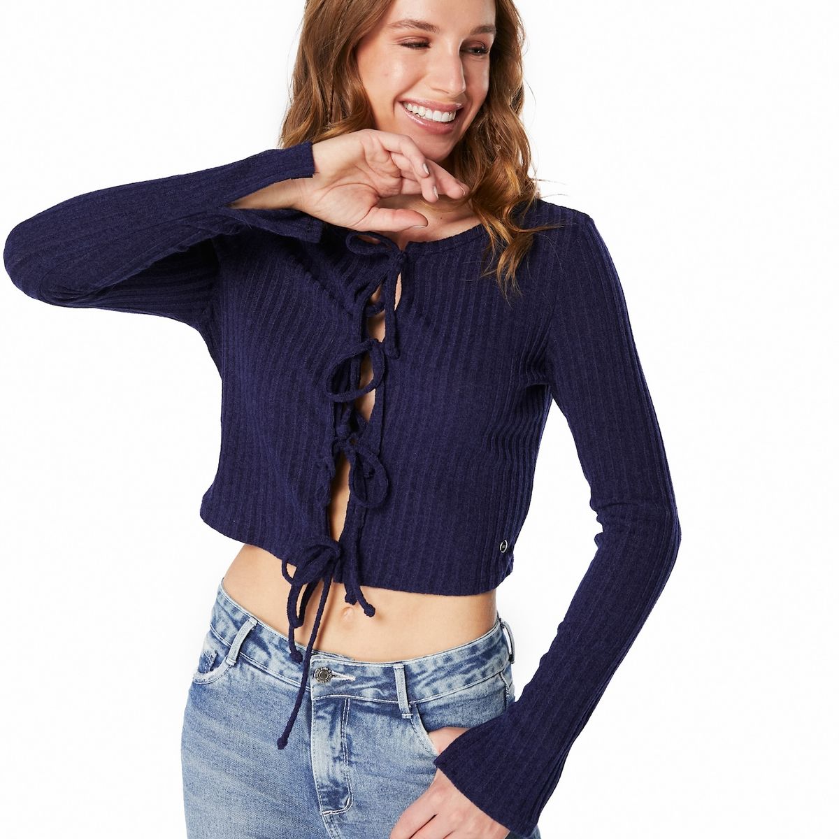 EFESIS - SWEATER EKI CROP AMARRAS - Azul