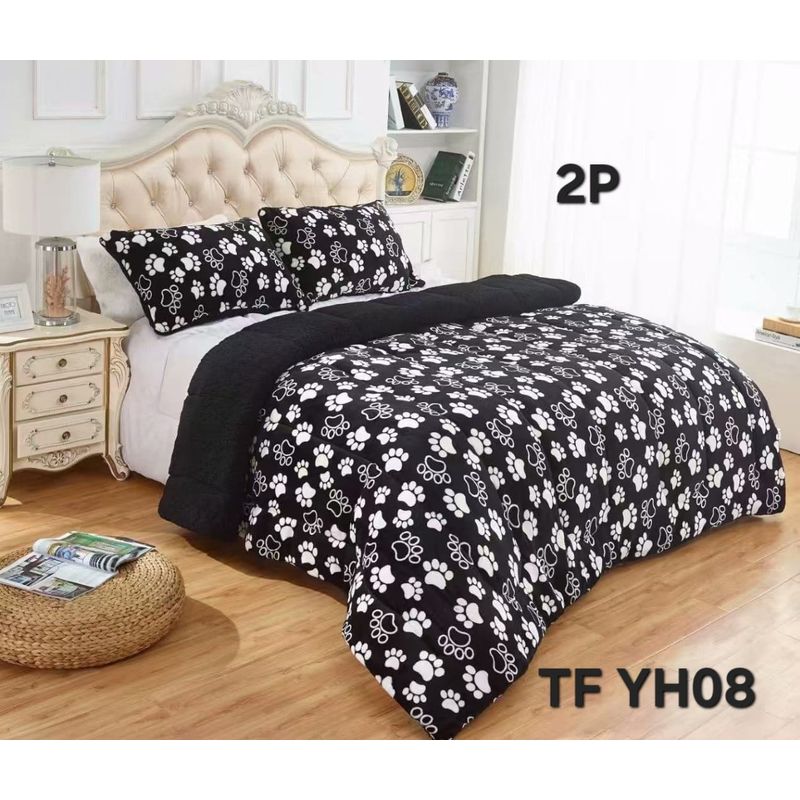 GENERICO - Cubrecama de Invierno Plush con Chiporro 2p Negro con Diseño TFYH08