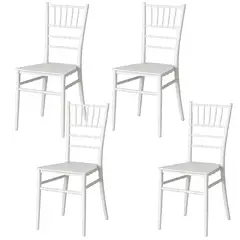 MOBOI - Pack 4 Sillas Chiavari Apilable Para Comedor Terraza Eventos Blancas