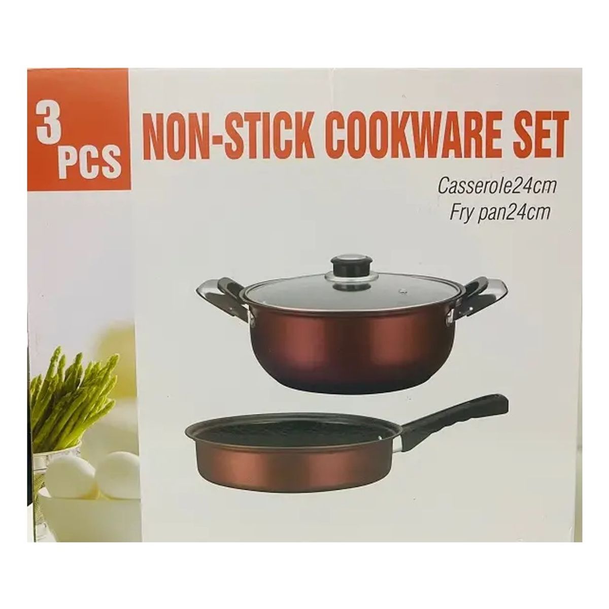 GENERICO - JUEGO DE 3 UTENSILIOS DE COCINA ANTIADHERENTES SARTEN Y OLLA