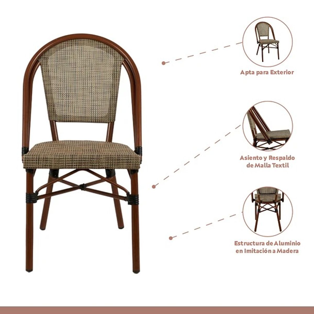 CORI CORI - Silla Bistro Parisina Textileno Beige