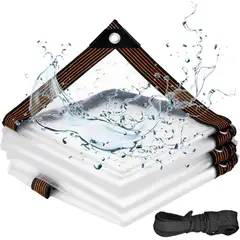 KUANGYE - Lona Transparente Impermeable 3x4 M + Cuerda De Nailon 10 M