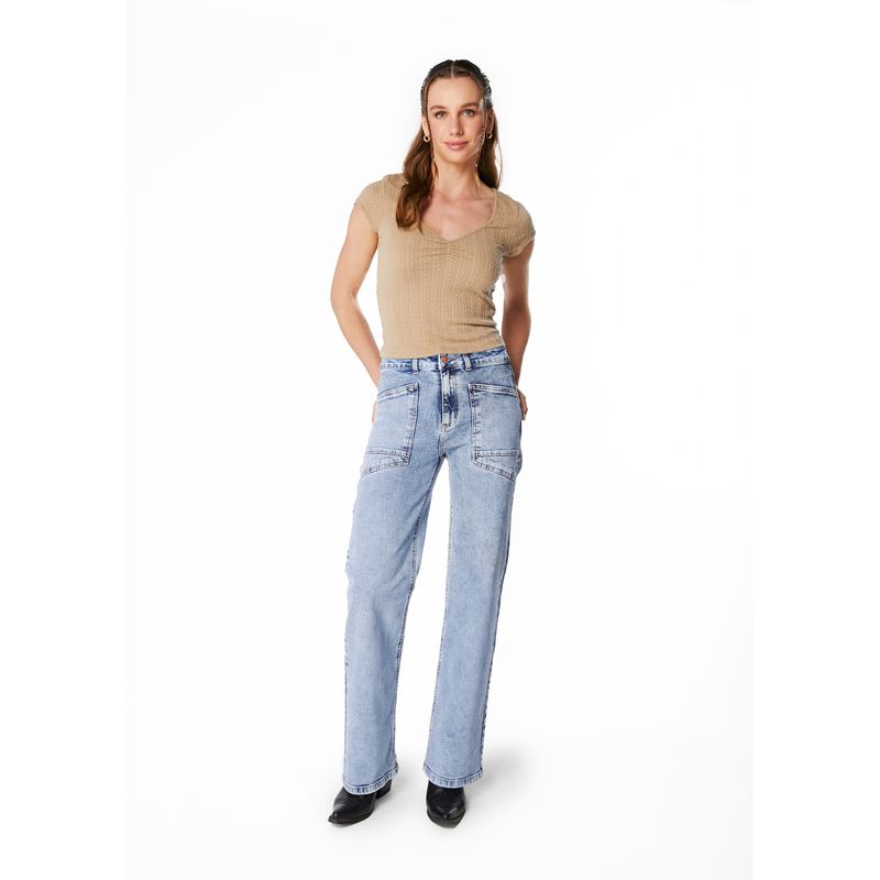 EFESIS - POLERA GRAZI REGULAR RECOGIDO ESCOTE - Beige