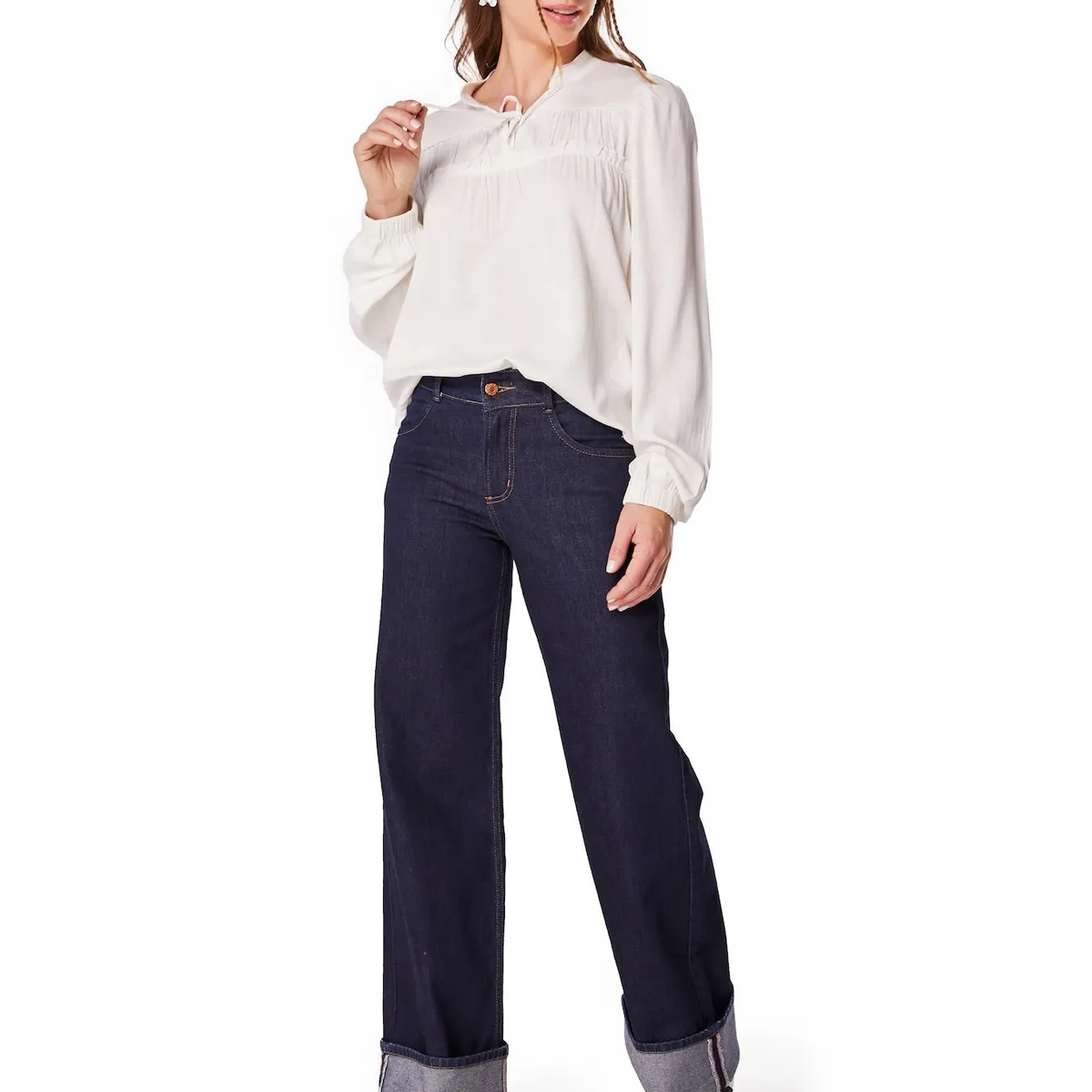 EFESIS - BLUSA MUJER RITÁN REGULAR CANESÚ CON RECOGIDO - Crema