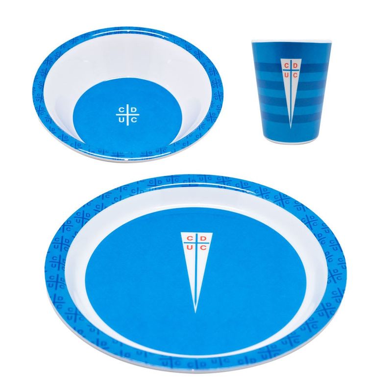 OEM - Set de Platos Desayuno Melamina Universidad Católica 3 Piezas