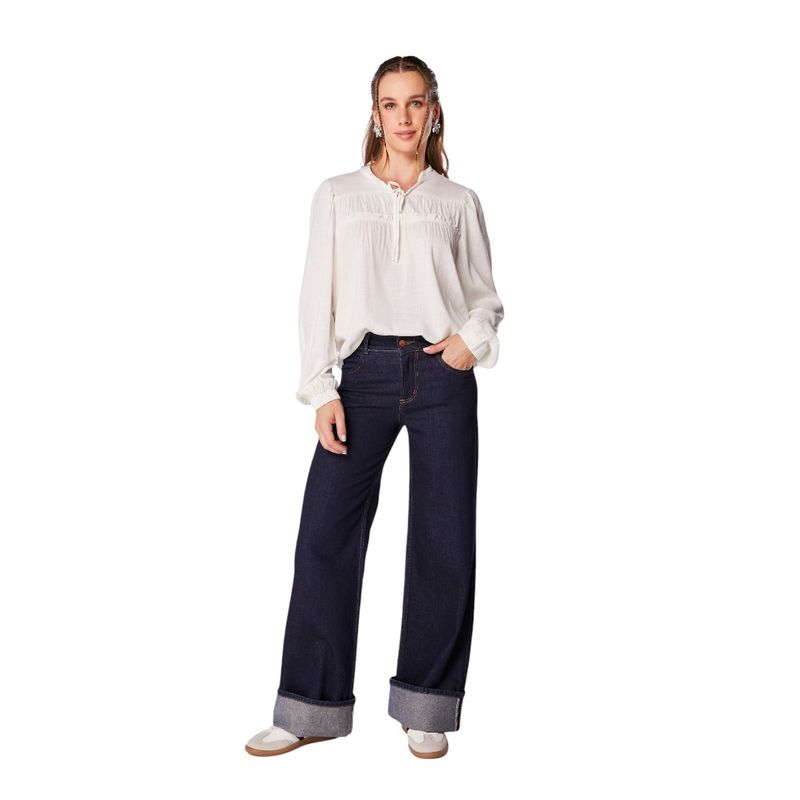 EFESIS - JEANS MOLLE PALAZZO BASTILLA ANCHA - Azul