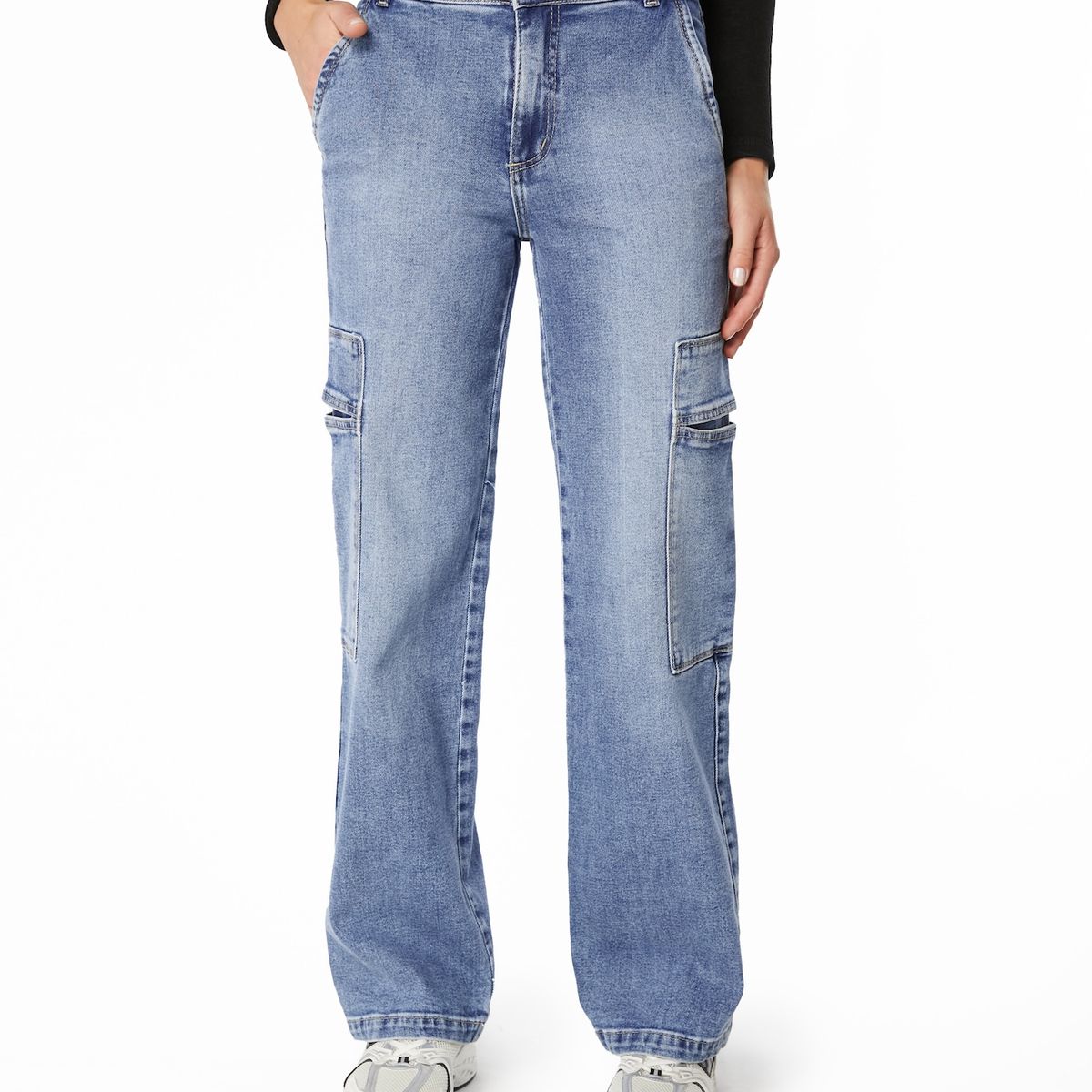 EFESIS - JEANS MUJER NEMI WIDE BOLSILLO CARGO DE TOPE - Azul