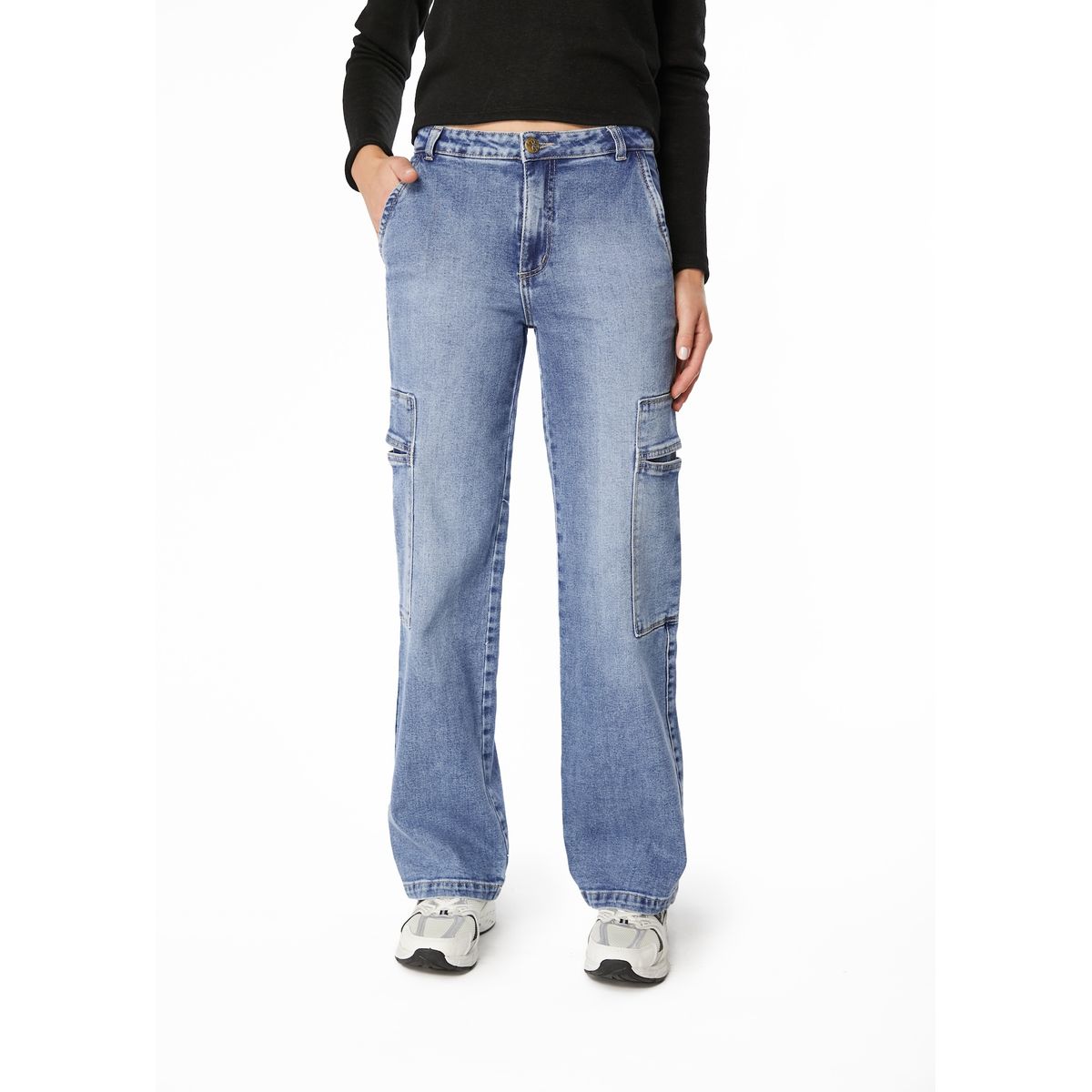 EFESIS - JEANS MUJER NEMI WIDE BOLSILLO CARGO DE TOPE - Azul