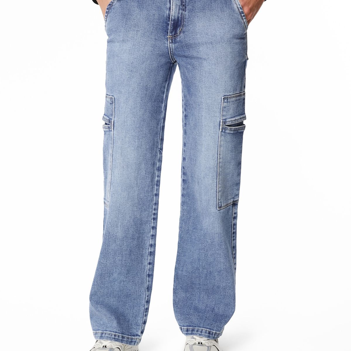 EFESIS - JEANS MUJER NEMI WIDE BOLSILLO CARGO DE TOPE - Azul