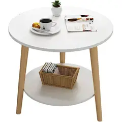 BLUEDREAMER - Mesa Centro Redonda Madera Side table bedside (Size : 60 * 50 * 40cm)