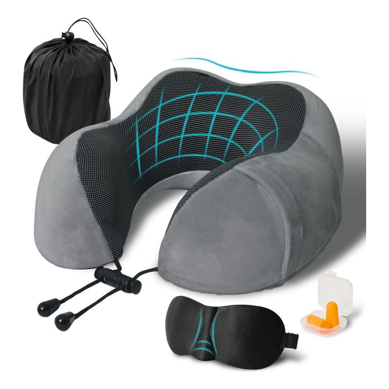 GENERICO - Almohada De Viaje Con Antifaz Tapones De Oídos Avión