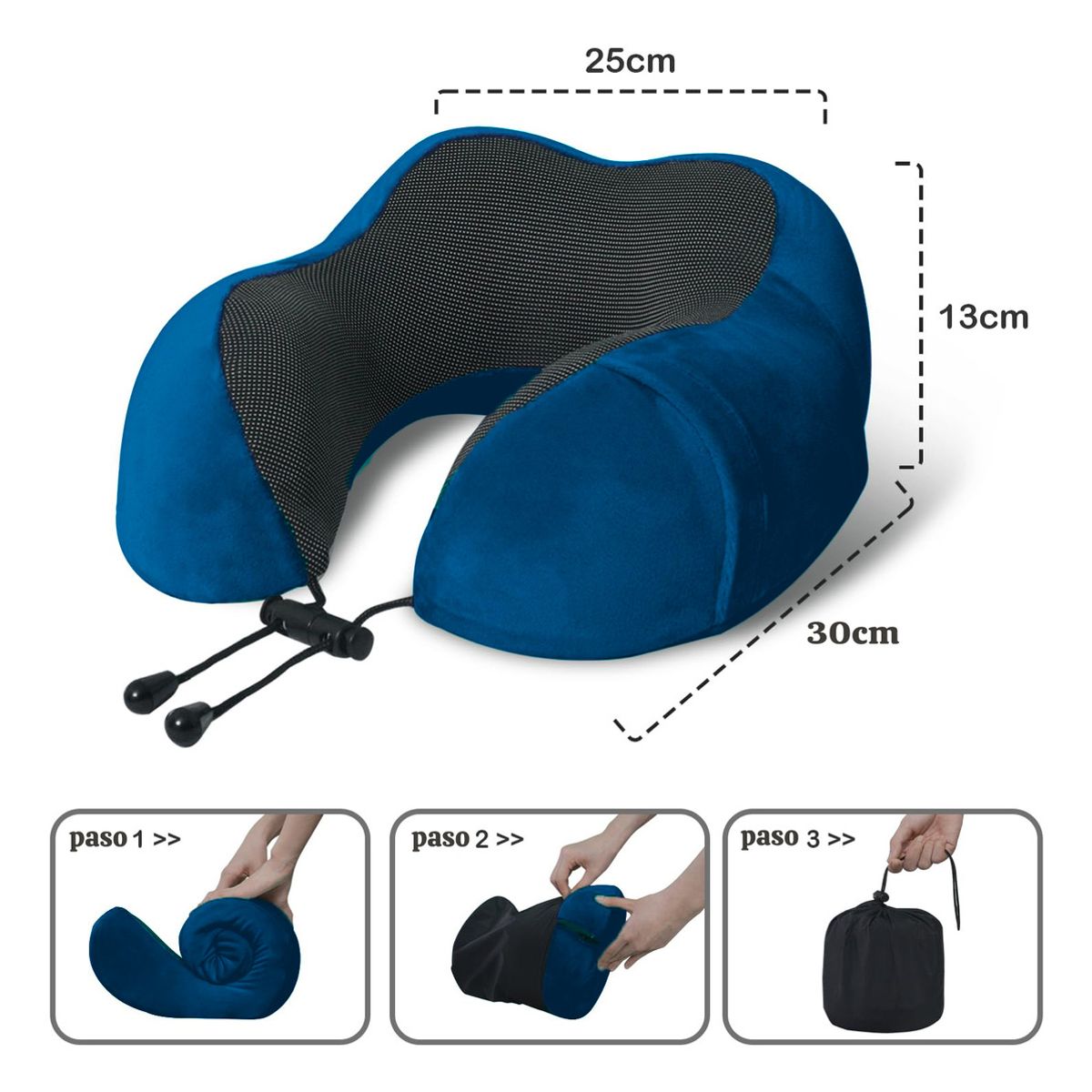 GENERICO - Almohada De Viaje Con Antifaz Tapones De Oídos Avión