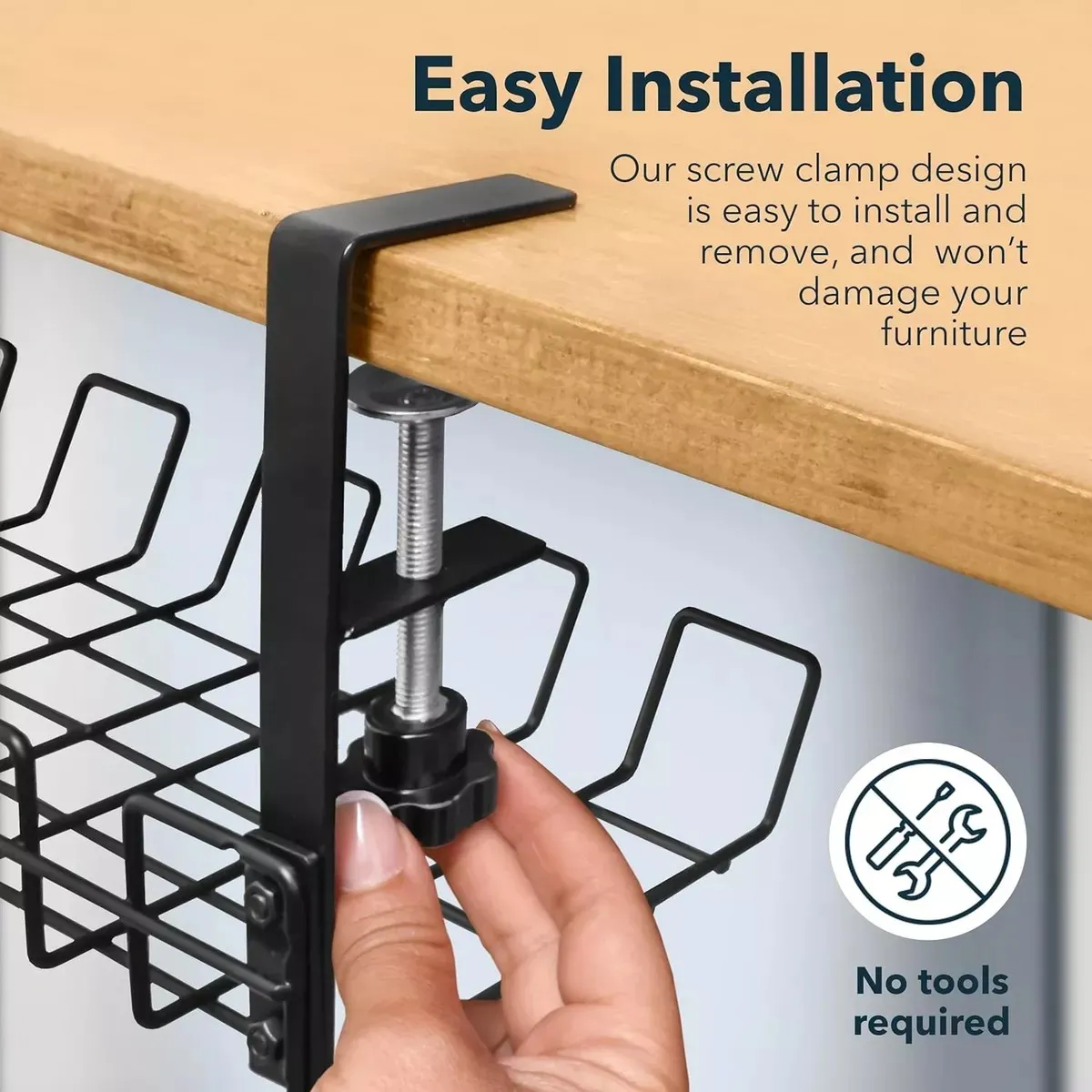 KUANGYE - Organizador Cables Escritorio Bandeja Rejilla 40cm