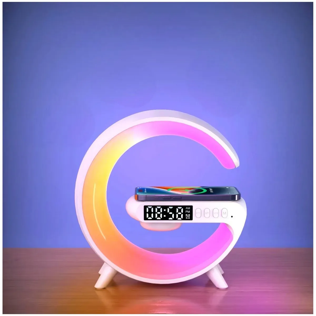 GENERICO - Mini Cargador Inalámbrico, Bocina, Luz, Despertador 4 En 1