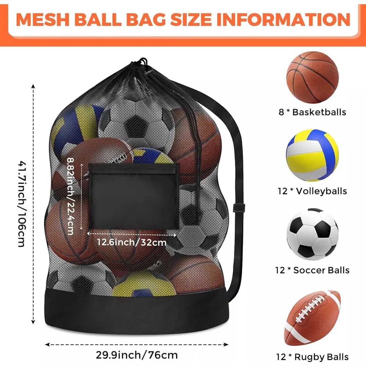 KUANGYE - Balonera Saco Bolso Malla Traslado De Balones Porta