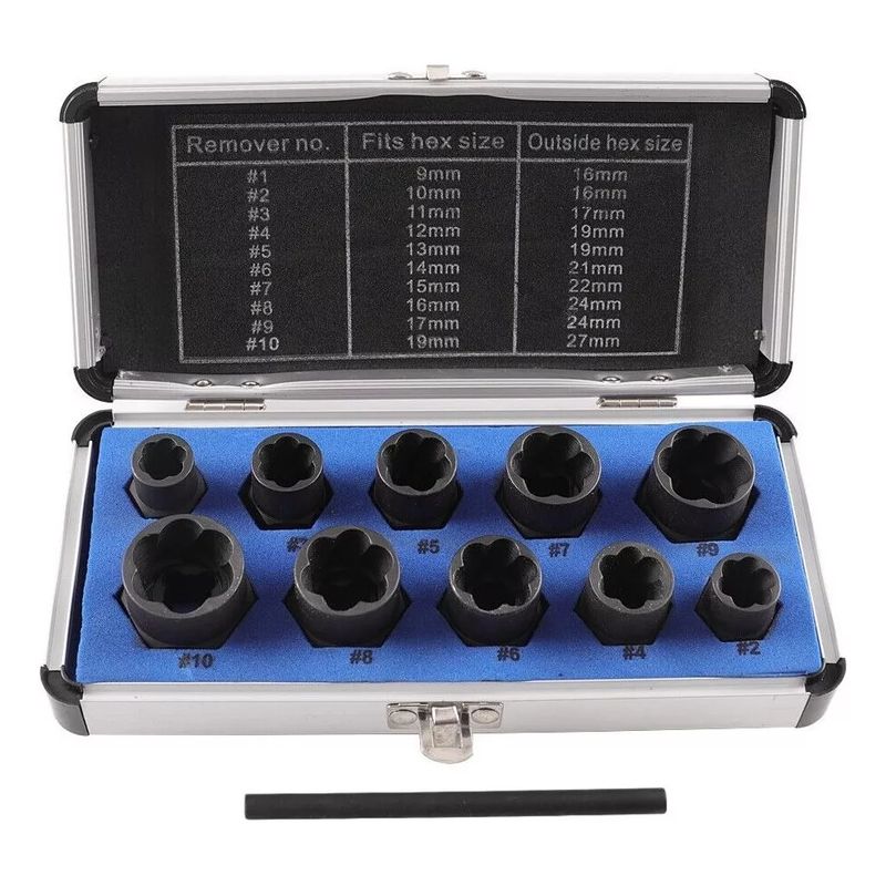 GENERICO - Set Dados Extractores Pernos Y Tuercas Rodadas 9 A 19mm