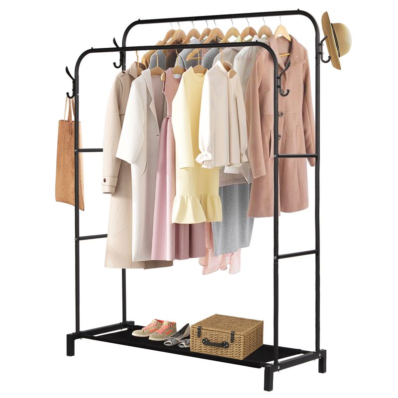 VIDITA - Perchero Organizador Colgante De Ropa Doble Barra Metálico Negro