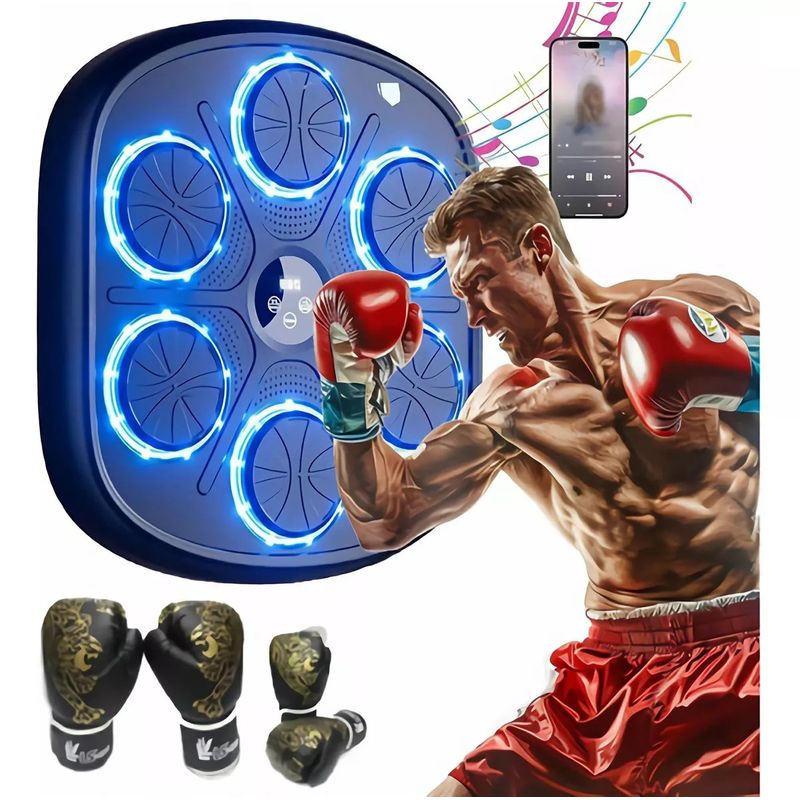 MUNDO MAGIA - Maquina De Boxeo Musical Bluetooth Con 2 Pares De Guantes