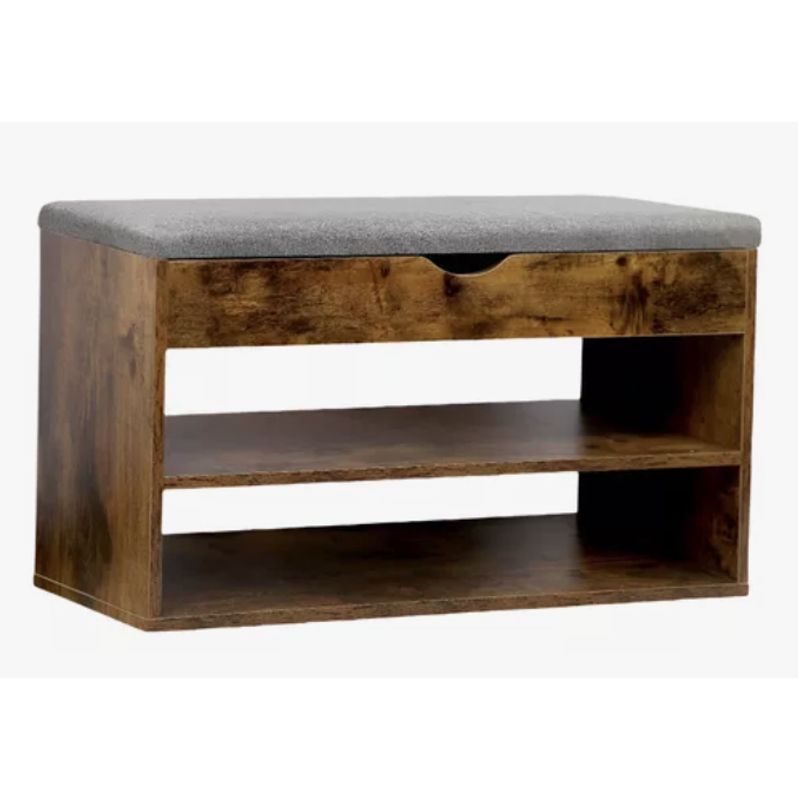 GENERICO - Zapatero Madera Con Asiento 2 Niveles 1 Cajon 80x30x44cm