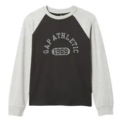 GAP - Polera Athletic Logo Manga Larga Hombre Gris