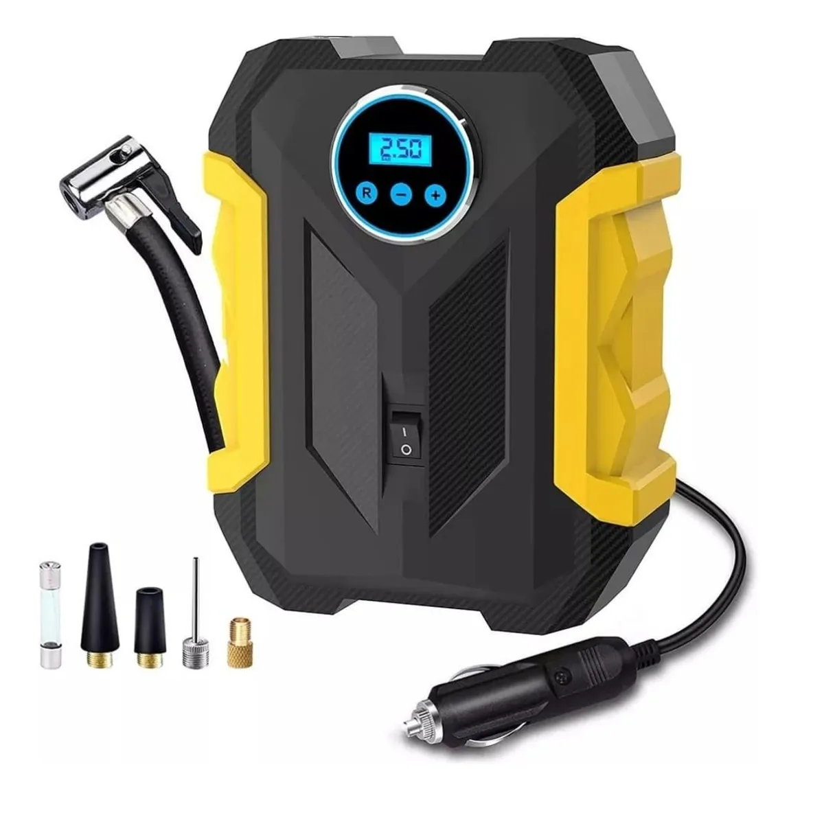 GENERICO - INFLADOR COMPRESOR PORTATIL DE NEUMATICOS 12V INDICADOR LED