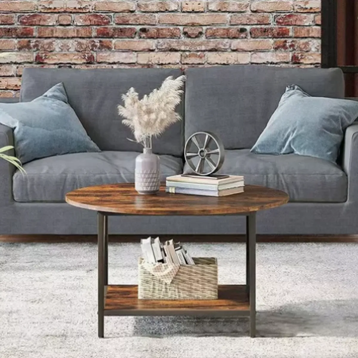 IDEEHOUSE - Mesa De Centro Lateral Living Redonda Doble Niveles