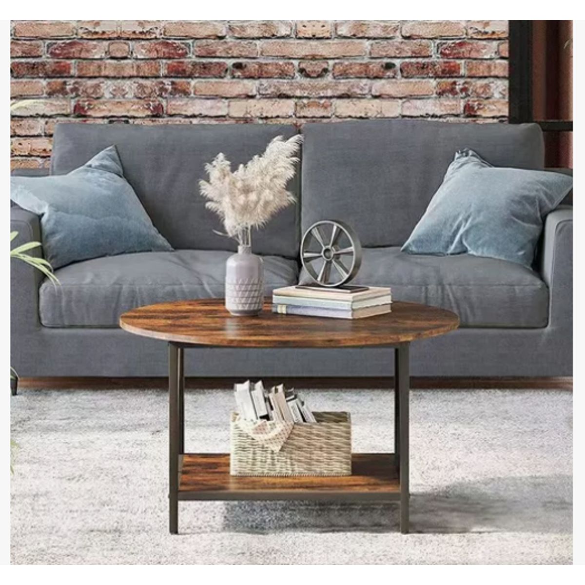 IDEEHOUSE - Mesa De Centro Lateral Living Redonda Doble Niveles