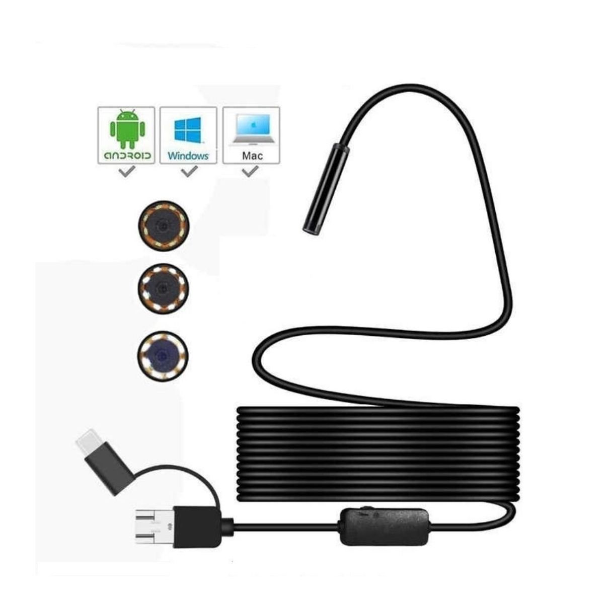 GENERICO - CAMARA ENDOSCOPICA PARA CELULAR ANDROID 5 METROS