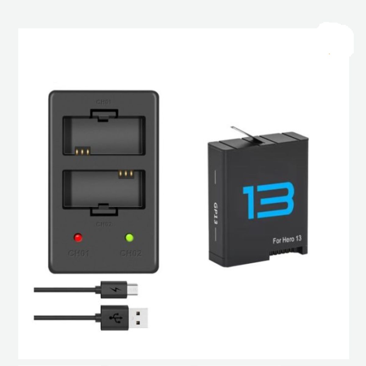 GENERICO - KIT BATERÍA + CARGADOR DUAL GOPRO 13 ALTERNATIVA