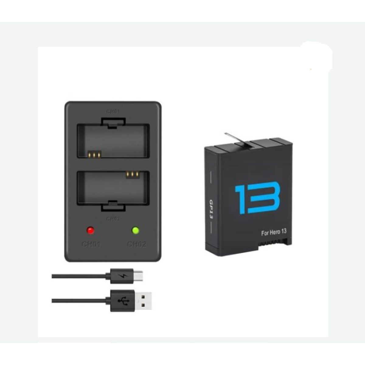 GENERICO - KIT BATERÍA + CARGADOR DUAL GOPRO 13 ALTERNATIVA