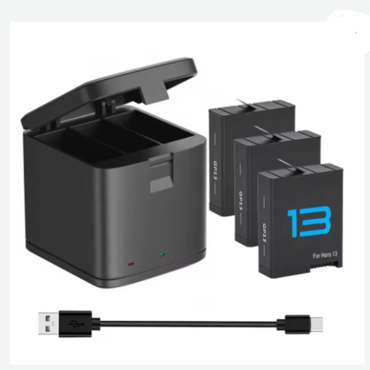 GENERICO - KIT 3 BATERÍAS + CARGADOR TRIPLE GOPRO 13 ALTERNATIVA