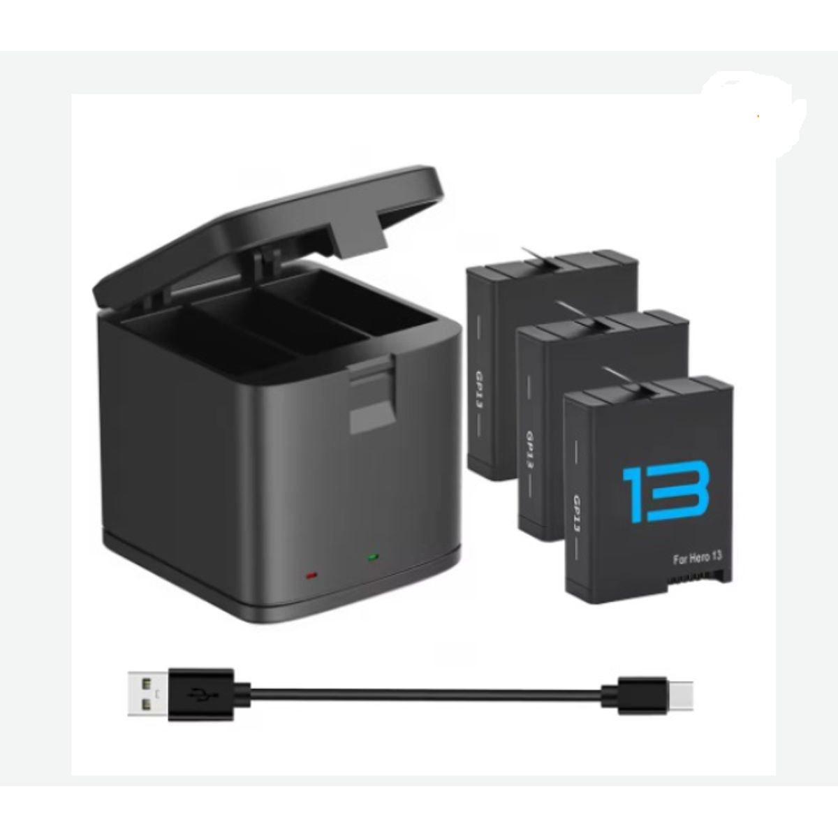 GENERICO - KIT 3 BATERÍAS + CARGADOR TRIPLE GOPRO 13 ALTERNATIVA