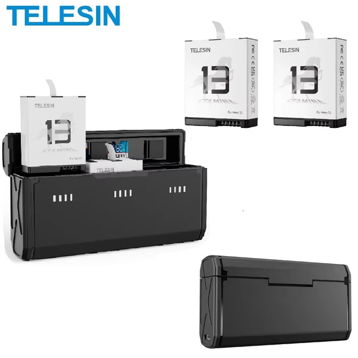 TELESIN - Cargador triple + 2 baterías Enduro para GoPro Hero 13 Black