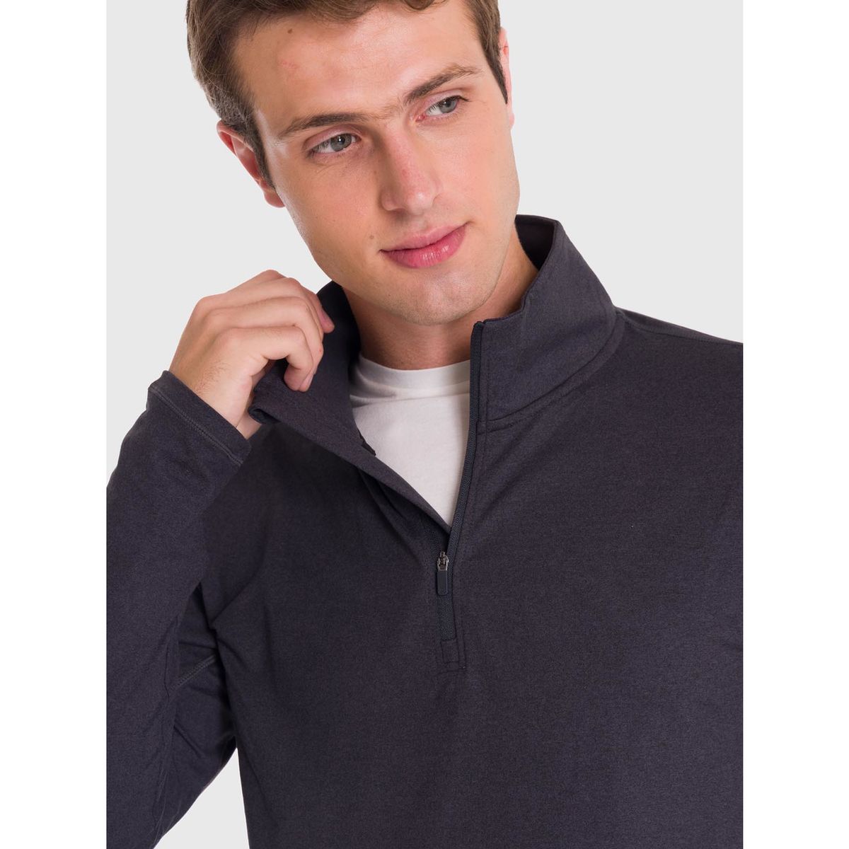BSOUL - Polerón Hombre Half Zip Sweatshirt Negro BSOUL